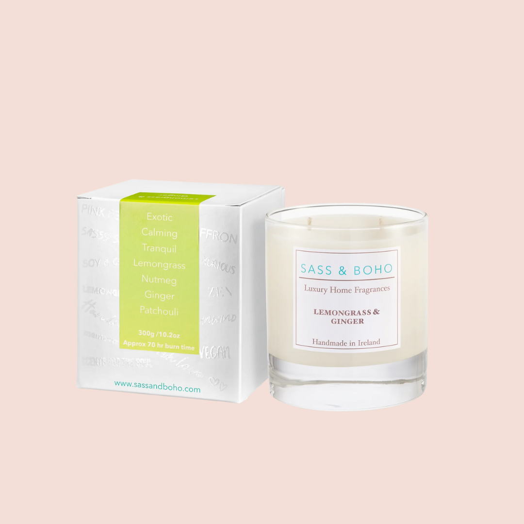 Sass &amp; Boho Lemongrass &amp; Ginger Double Wick Candle