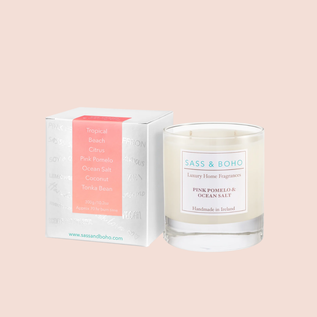 Sass &amp; Boho Pink Pomelo &amp; Ocean Salt Double Wick Candle